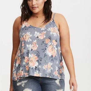 Floral Print Crochet Trim Cami